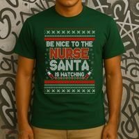 Be Nice To The Nurse Santa Is Watching Ugly Christmas Sweater T-Shirt thumb 3