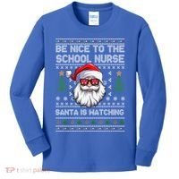 Be Nice To The School Nurse Santa Is Watching Cute Christmas Great Gift Kids Long Sleeve Shirt thumb 0