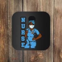 Black Nurse Uniform Face Mask Afro African Women Funny Gift Coaster thumb 0