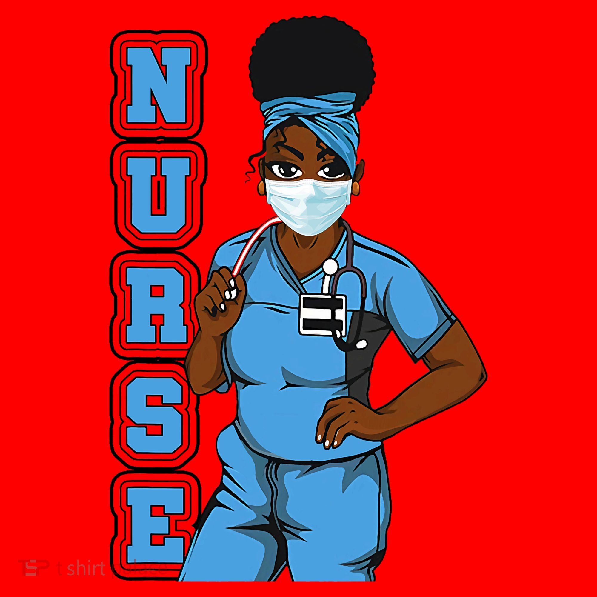 Black Nurse Uniform Face Mask Afro African Women Funny Gift Santa Hat