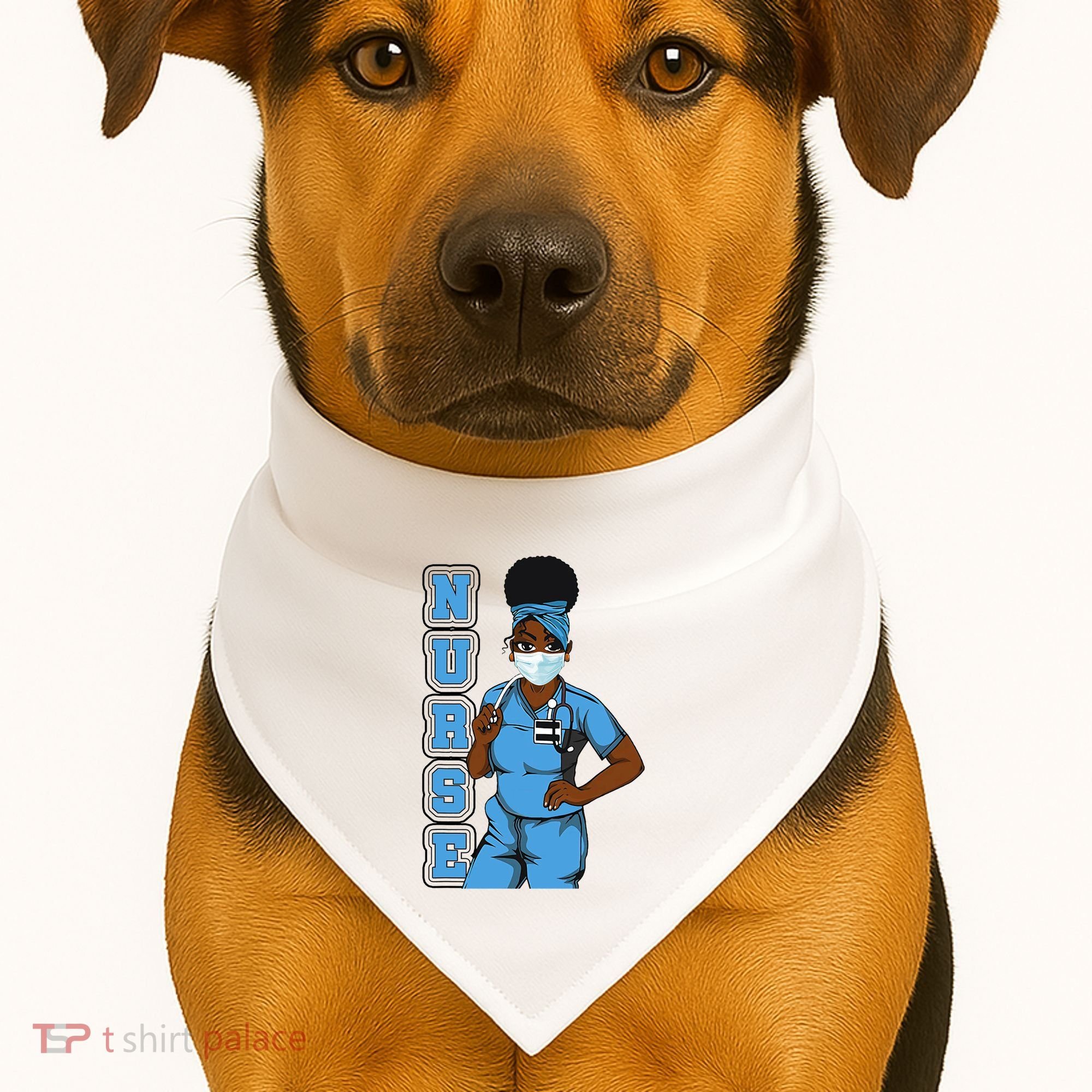 Black Nurse Uniform Face Mask Afro African Women Funny Gift USA-Made Doggie Bandana