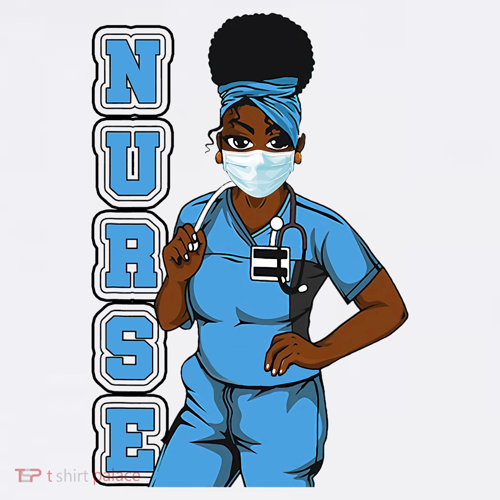 Black Nurse Uniform Face Mask Afro African Women Funny Gift Apron