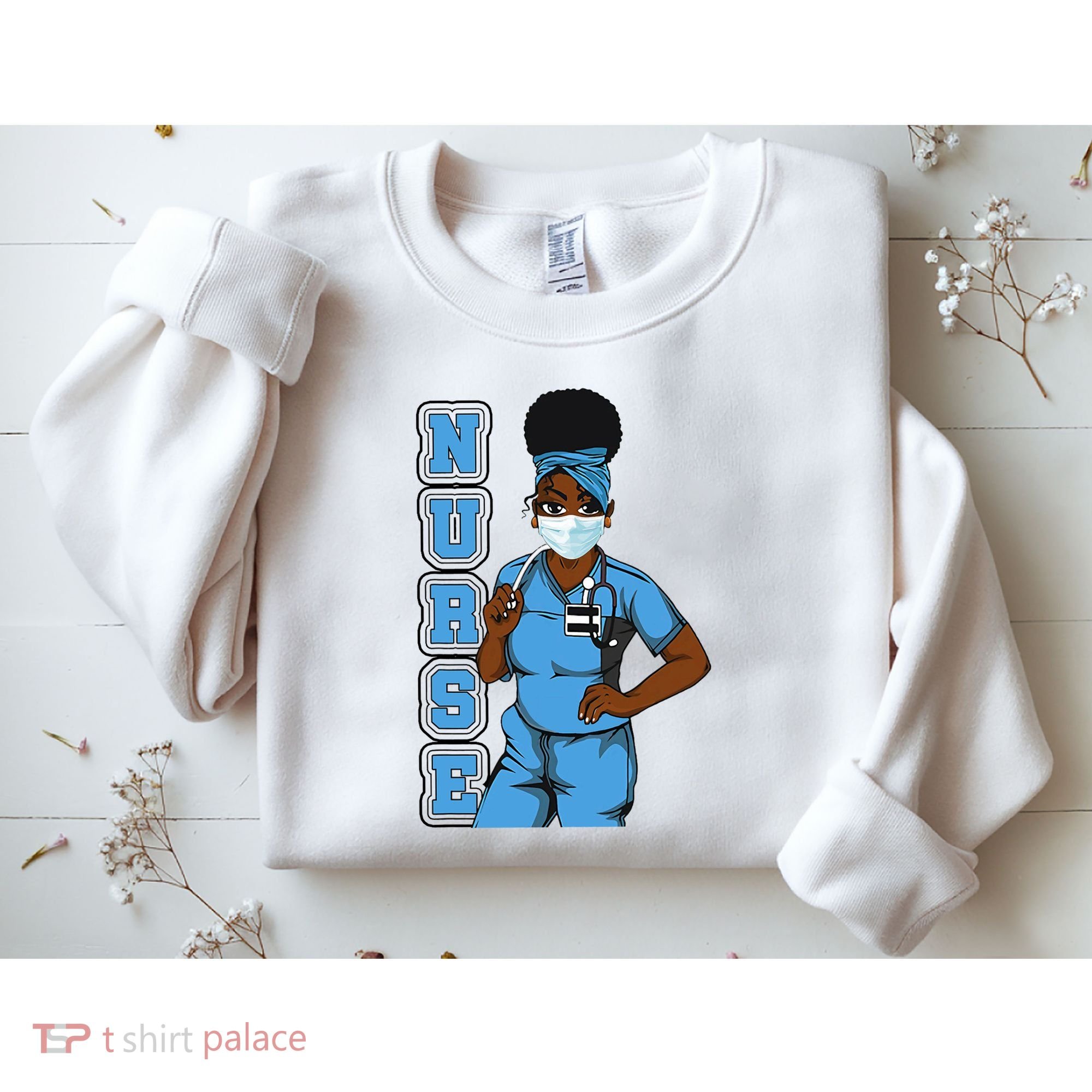 Black Nurse Uniform Face Mask Afro African Women Funny Gift Sweatshirt