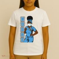 Black Nurse Uniform Face Mask Afro African Women Funny Gift T-Shirt thumb 4