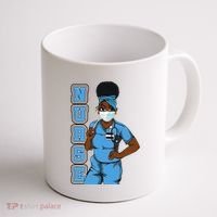 Black Nurse Uniform Face Mask Afro African Women Funny Gift Coffee Mug thumb 1