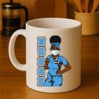 Black Nurse Uniform Face Mask Afro African Women Funny Gift Coffee Mug thumb 4