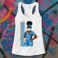 Black Nurse Uniform Face Mask Afro African Women Funny Gift Women's Tank Top thumb 3