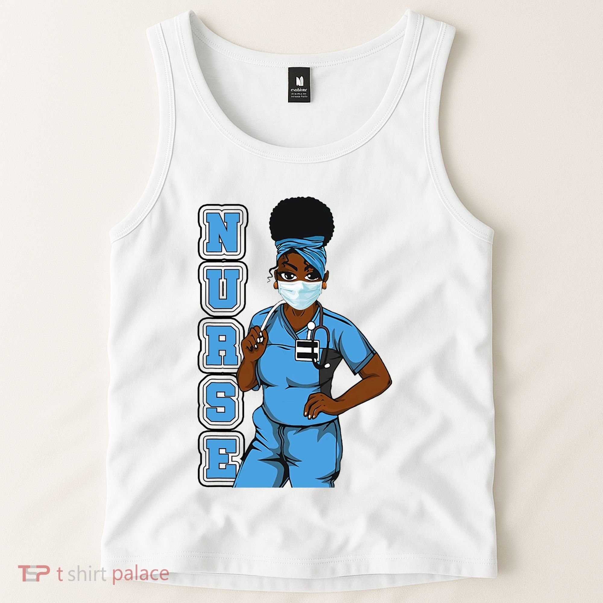 Black Nurse Uniform Face Mask Afro African Women Funny Gift Tank Top