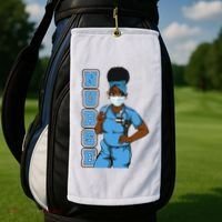 Black Nurse Uniform Face Mask Afro African Women Funny Gift Golf Towel thumb 2