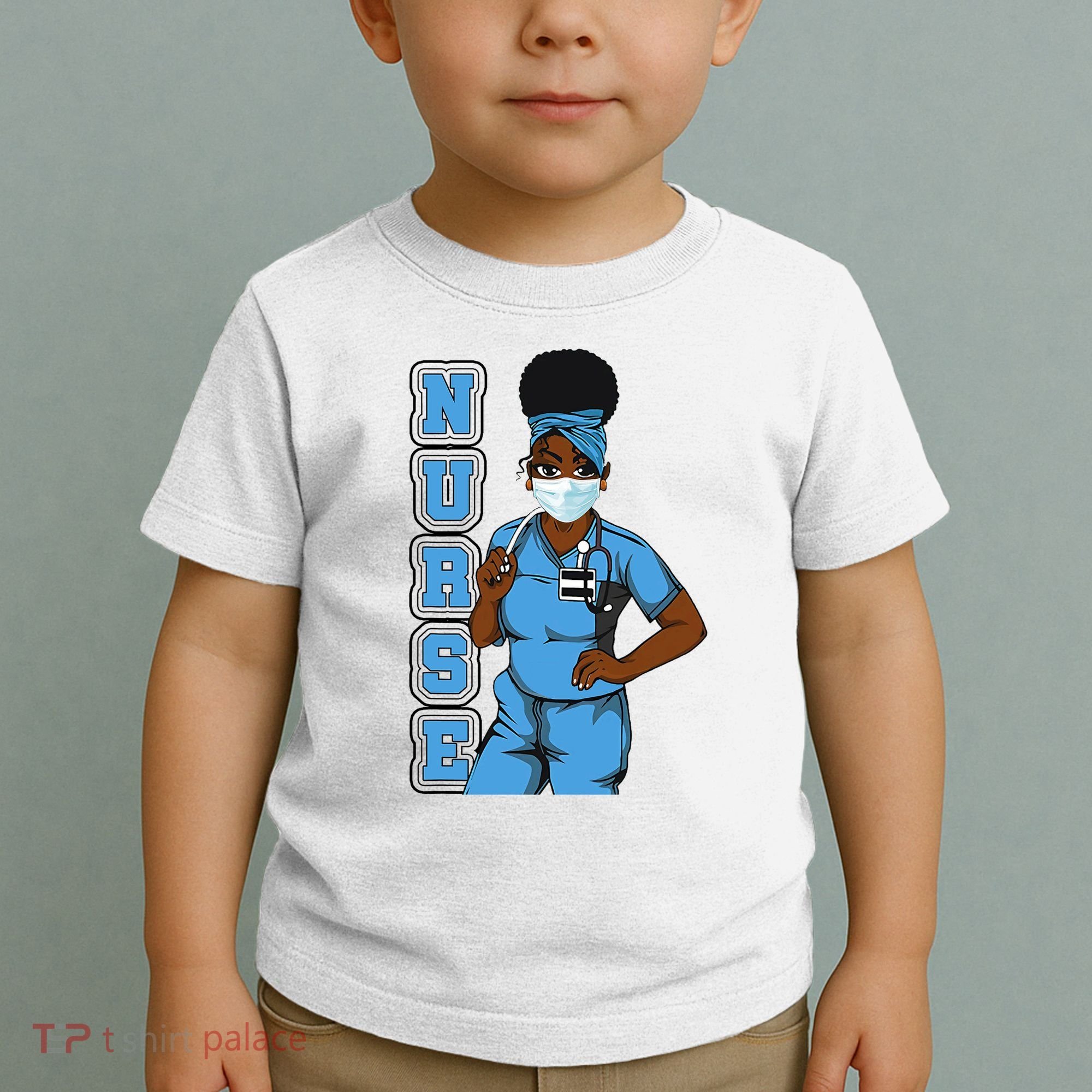 Black Nurse Uniform Face Mask Afro African Women Funny Gift Toddler T-Shirt