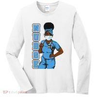 Black Nurse Uniform Face Mask Afro African Women Funny Gift Women's Long Sleeve Shirt thumb 0