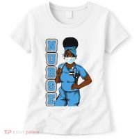 Black Nurse Uniform Face Mask Afro African Women Funny Gift Women's T-Shirt thumb 0