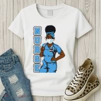 Black Nurse Uniform Face Mask Afro African Women Funny Gift Women's T-Shirt thumb 3