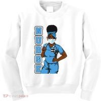 Black Nurse Uniform Face Mask Afro African Women Funny Gift Kids Sweatshirt thumb 0