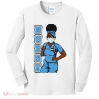 Black Nurse Uniform Face Mask Afro African Women Funny Gift Kids Long Sleeve Shirt thumb 0