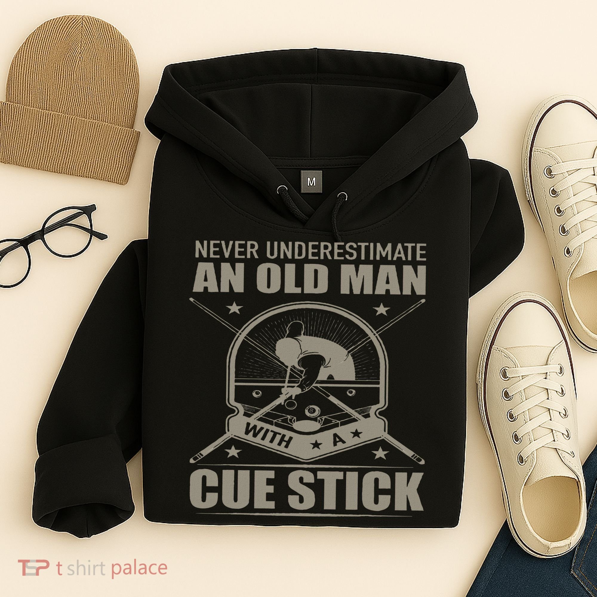 Billiard Never Underestimate An Old Man With A Cue Stick Hoodie