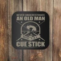 Billiard Never Underestimate An Old Man With A Cue Stick Coaster thumb 0