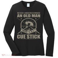 Billiard Never Underestimate An Old Man With A Cue Stick Women's Long Sleeve Shirt thumb 0