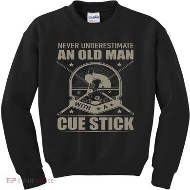 Billiard Never Underestimate An Old Man With A Cue Stick Kids Sweatshirt