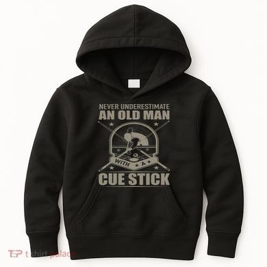 Billiard Never Underestimate An Old Man With A Cue Stick Kids Hoodie