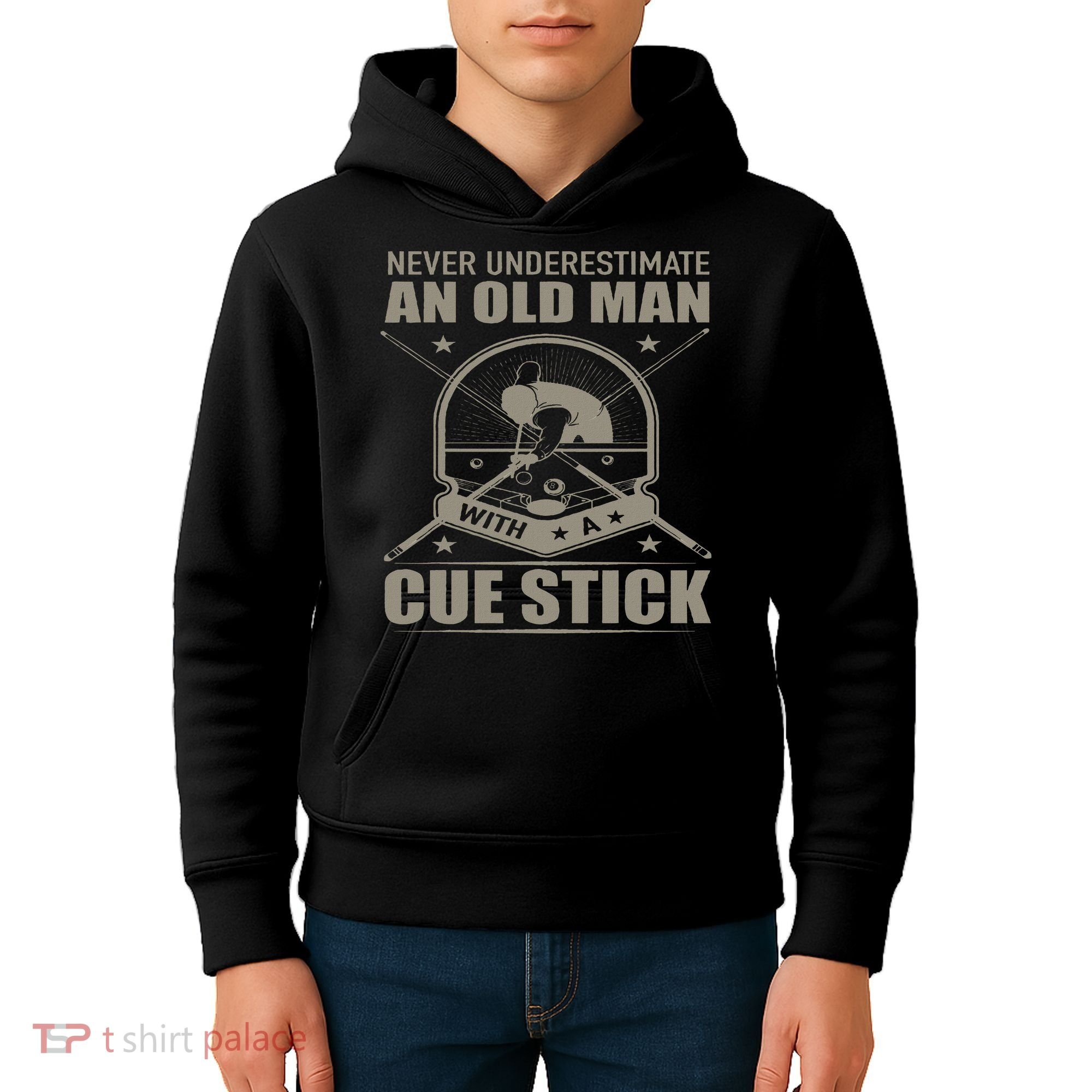 Billiard Never Underestimate An Old Man With A Cue Stick Kids Hoodie