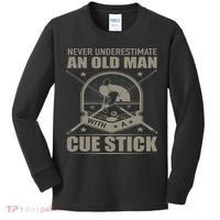 Billiard Never Underestimate An Old Man With A Cue Stick Kids Long Sleeve Shirt thumb 0