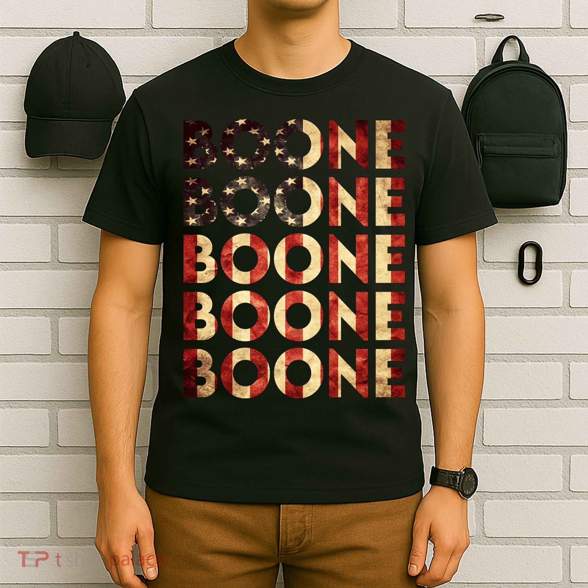 Boone Name Vintage Retro US Flag T-Shirt
