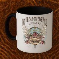 Boho No Weapon Formed Against Me Shall Prosper Christian Coffee Mug thumb 2
