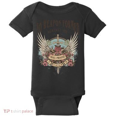 Boho No Weapon Formed Against Me Shall Prosper Christian Baby Bodysuit