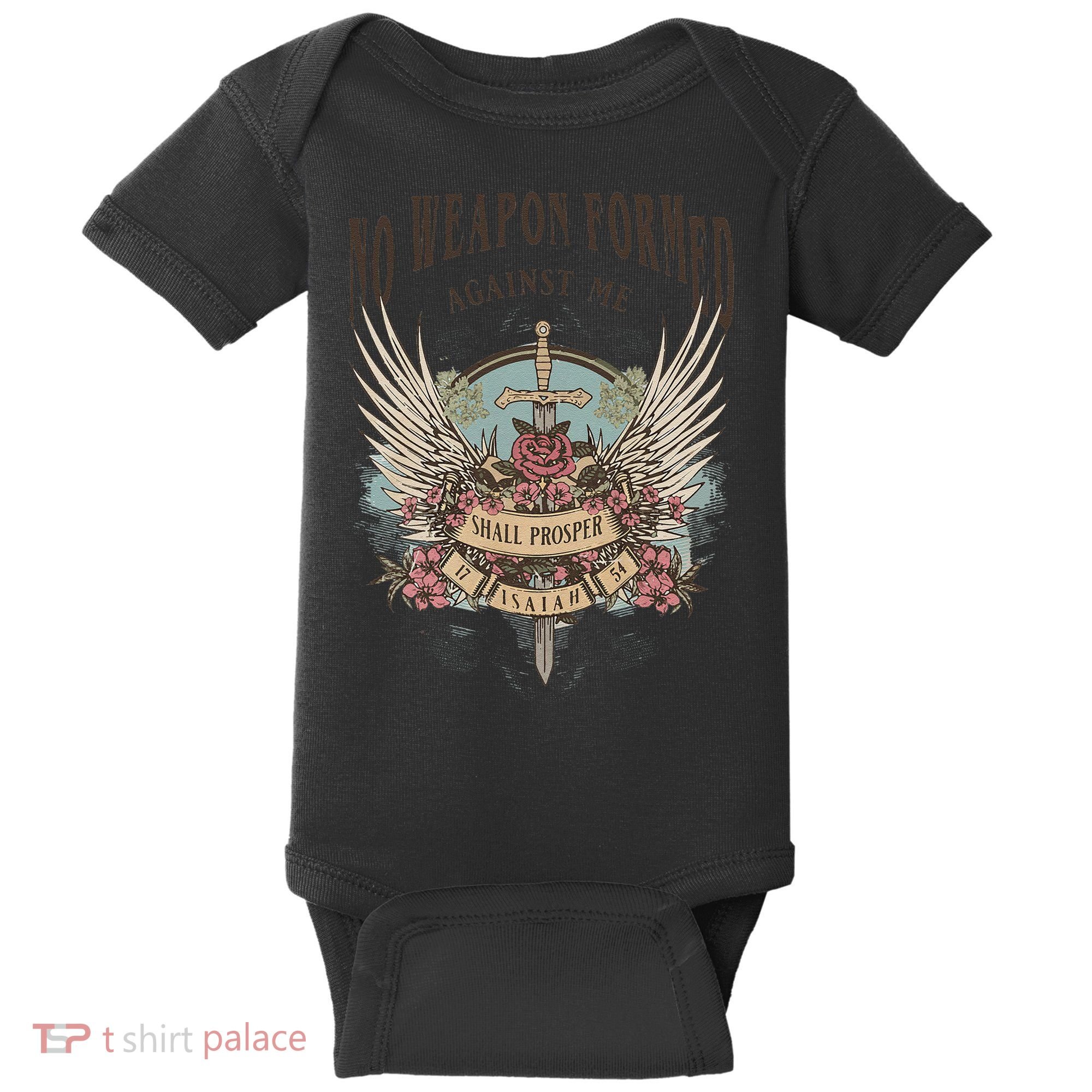 Boho No Weapon Formed Against Me Shall Prosper Christian Baby Bodysuit
