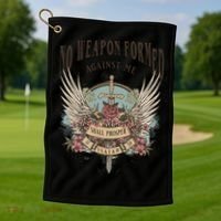 Boho No Weapon Formed Against Me Shall Prosper Christian Golf Towel thumb 1