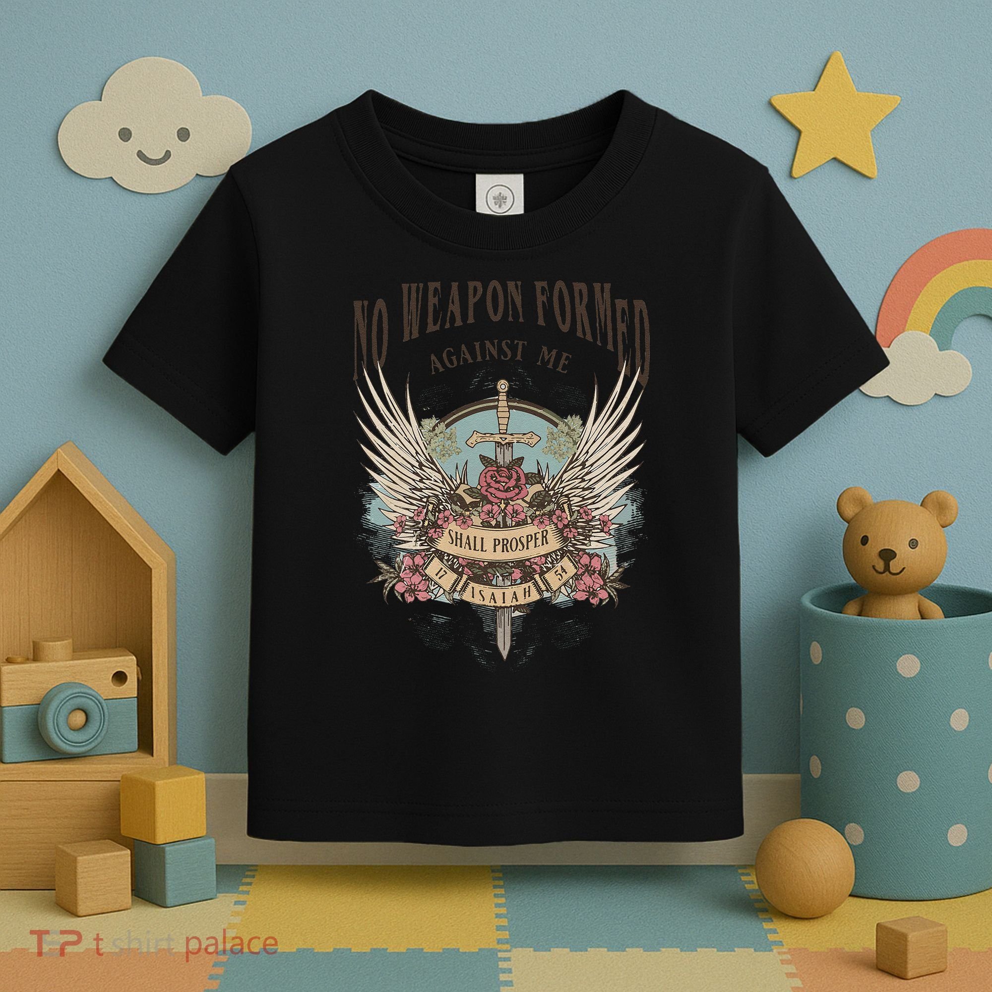Boho No Weapon Formed Against Me Shall Prosper Christian Toddler T-Shirt