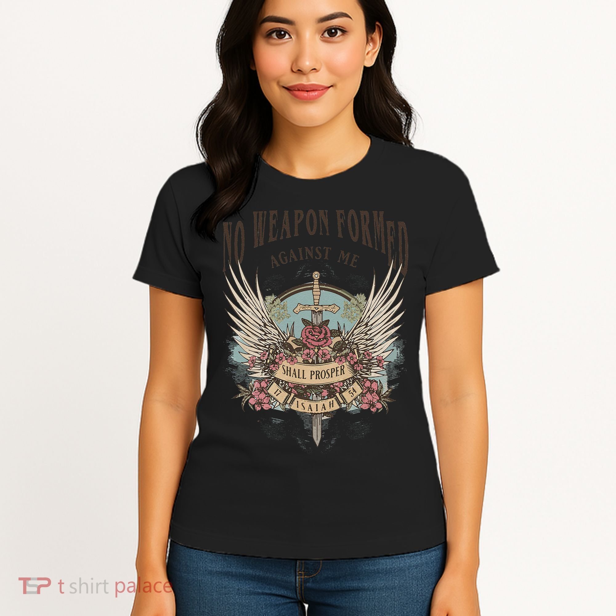 Boho No Weapon Formed Against Me Shall Prosper Christian Women's T-Shirt