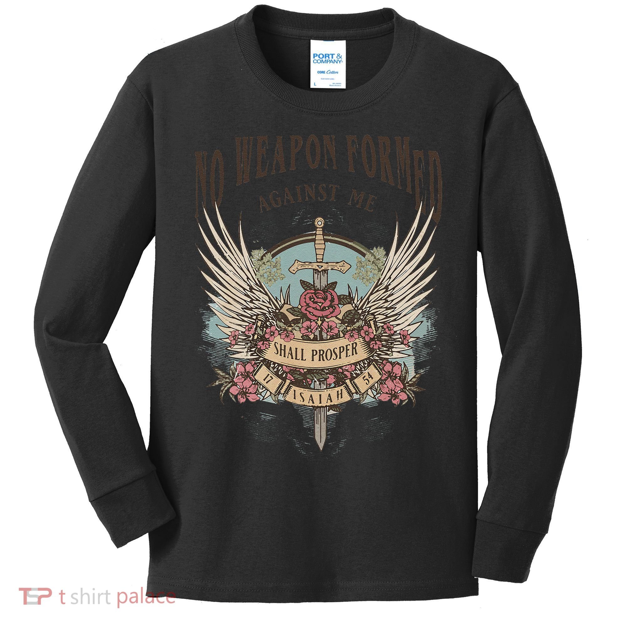 Boho No Weapon Formed Against Me Shall Prosper Christian Kids Long Sleeve Shirt