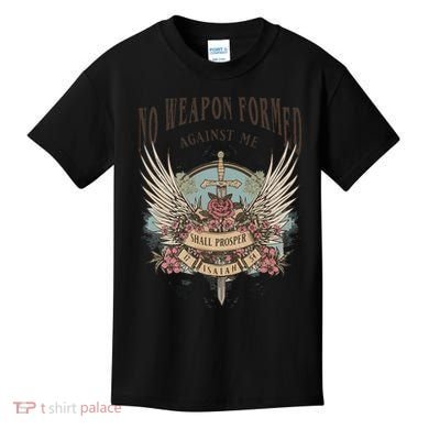Boho No Weapon Formed Against Me Shall Prosper Christian Kids T-Shirt