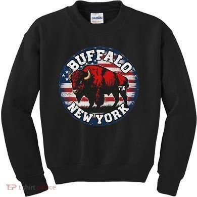 Buffalo New York 716 Area Code Bison Wny Bflo Pride Kids Sweatshirt