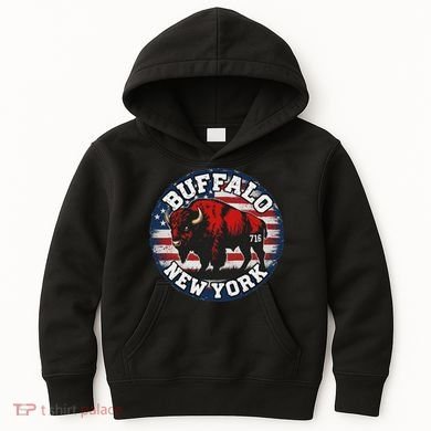 Buffalo New York 716 Area Code Bison Wny Bflo Pride Kids Hoodie