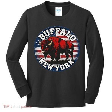 Buffalo New York 716 Area Code Bison Wny Bflo Pride Kids Long Sleeve Shirt
