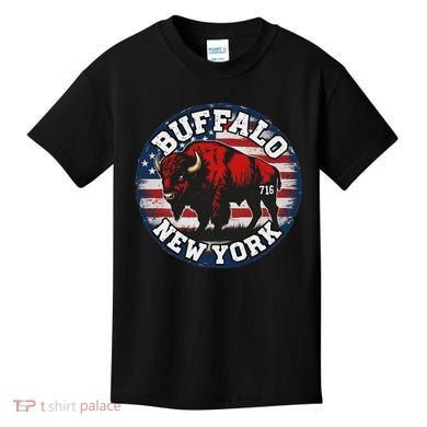 Buffalo New York 716 Area Code Bison Wny Bflo Pride Kids T-Shirt