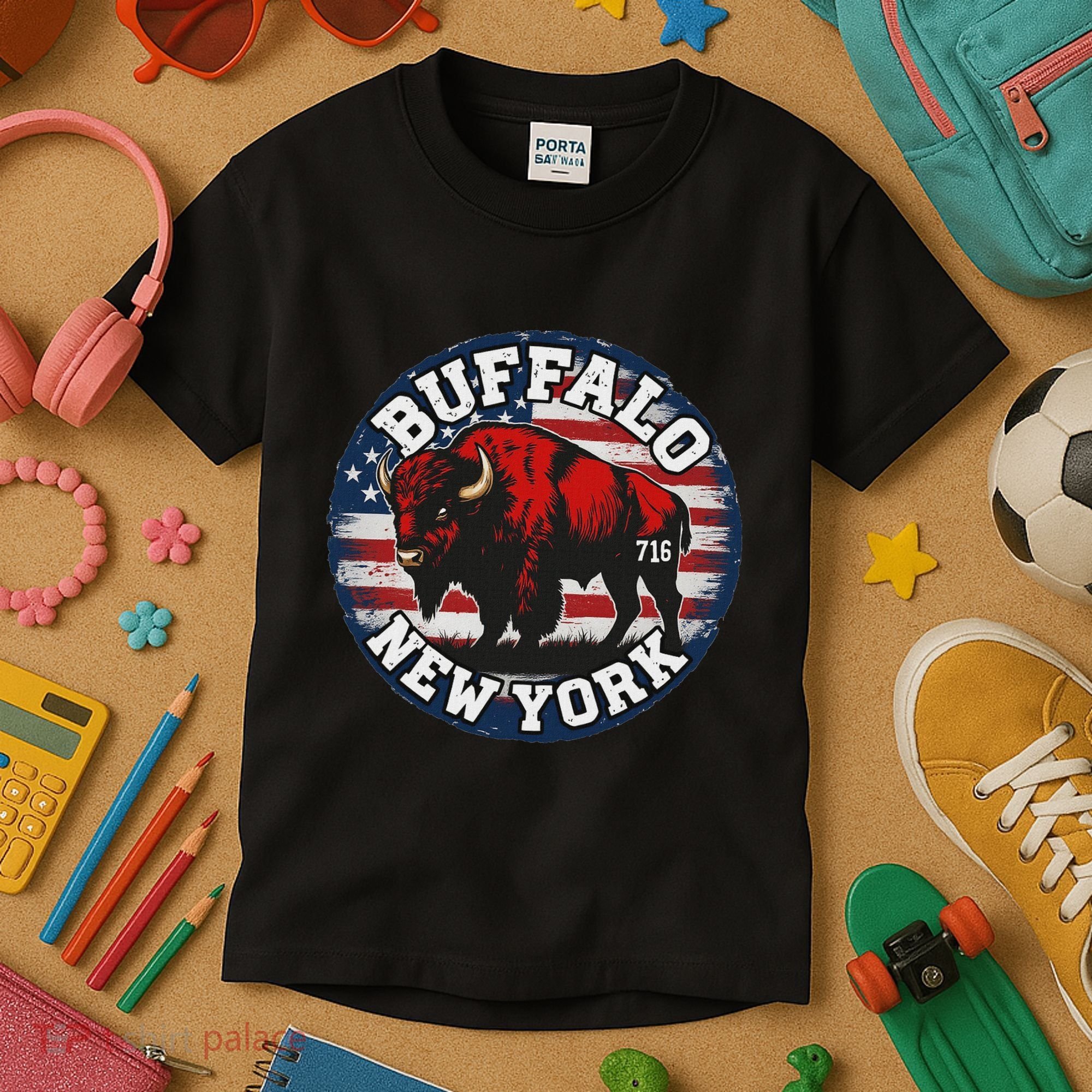 Buffalo New York 716 Area Code Bison Wny Bflo Pride Kids T-Shirt