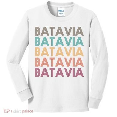 Batavia New York Retro Kids Long Sleeve Shirt