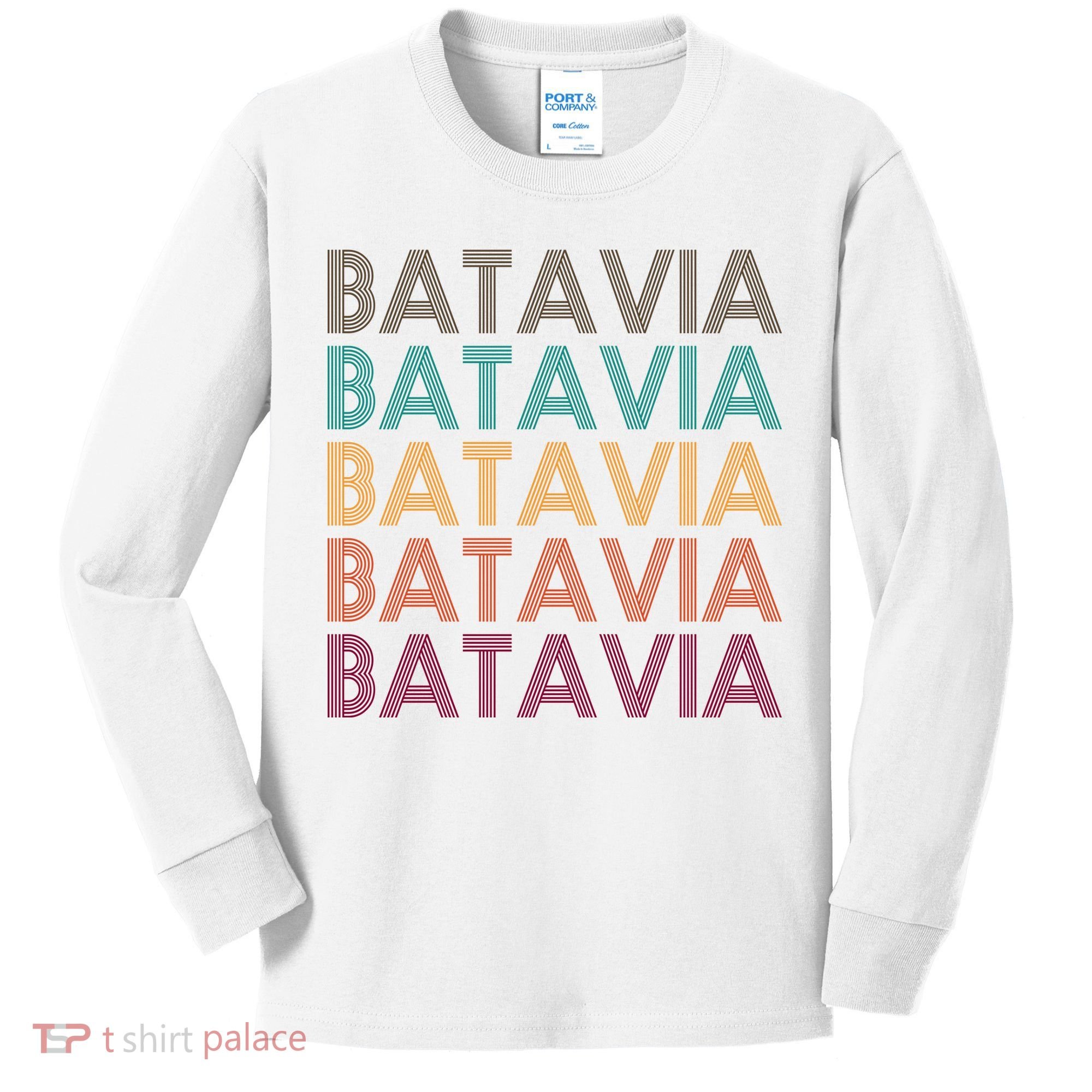 Batavia New York Retro Kids Long Sleeve Shirt