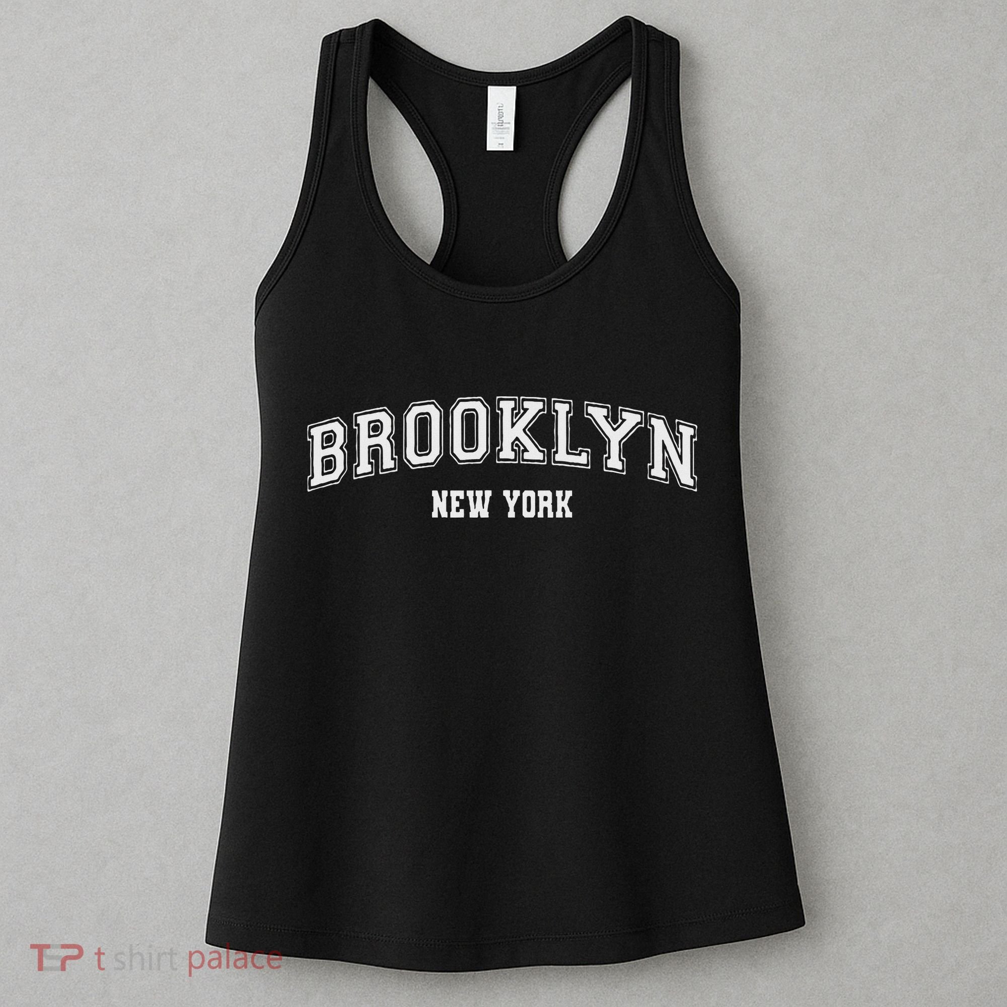 Brooklyn New York Brooklyn Black Cotton Polyester Colla Women's Tank Top