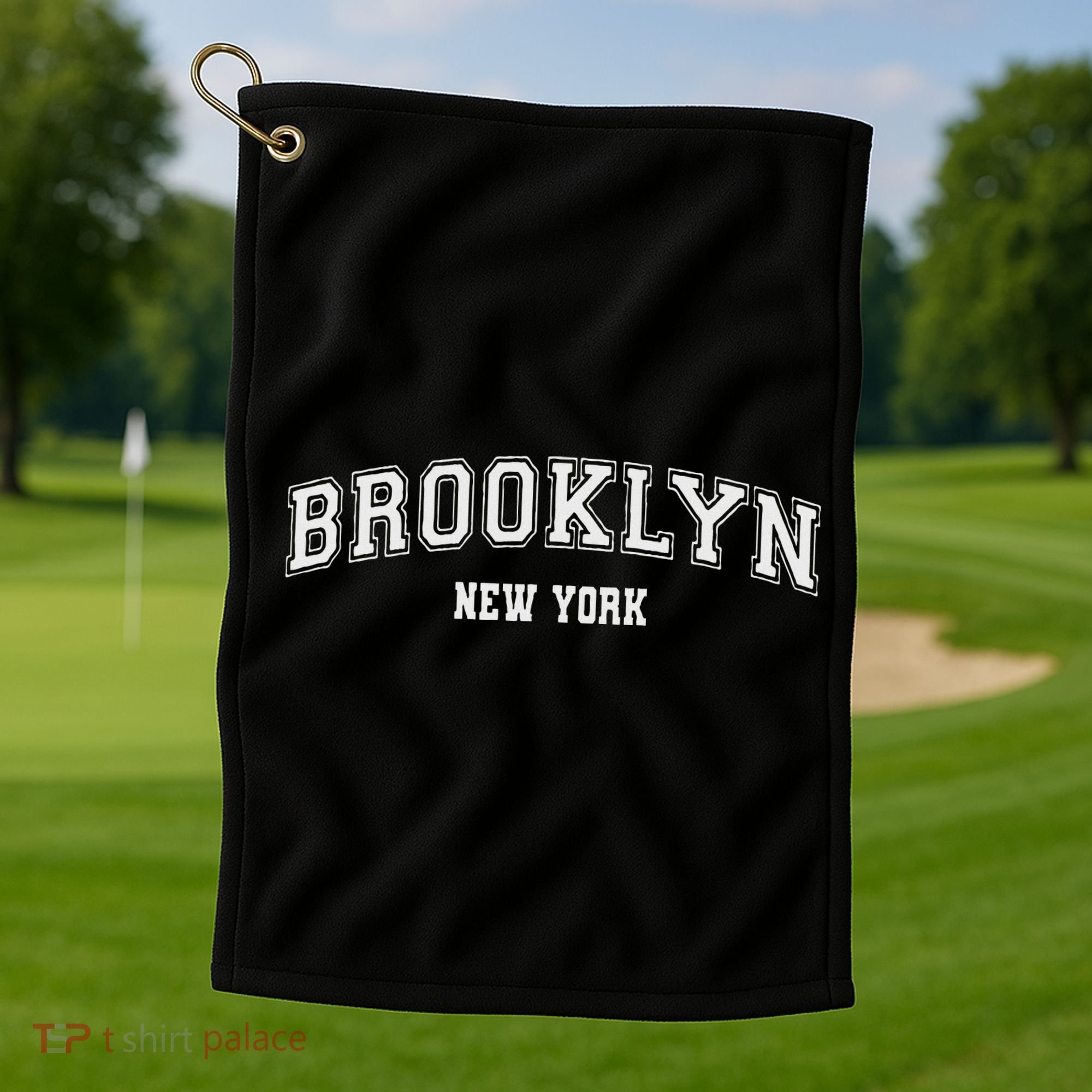 Brooklyn New York Brooklyn Black Cotton Polyester Colla Golf Towel