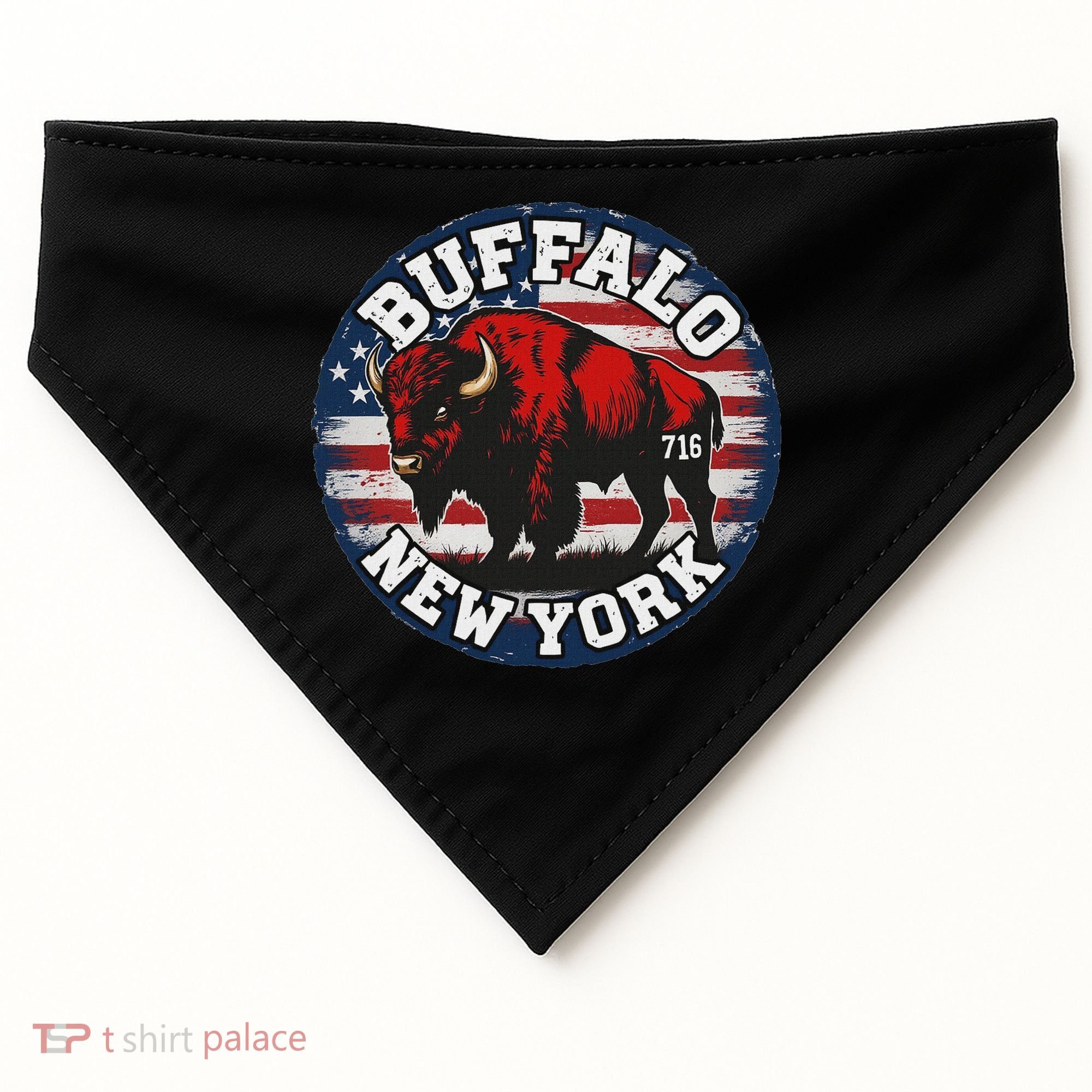Buffalo New York 716 Area Code Bison Wny Bflo Pride USA-Made Doggie Bandana