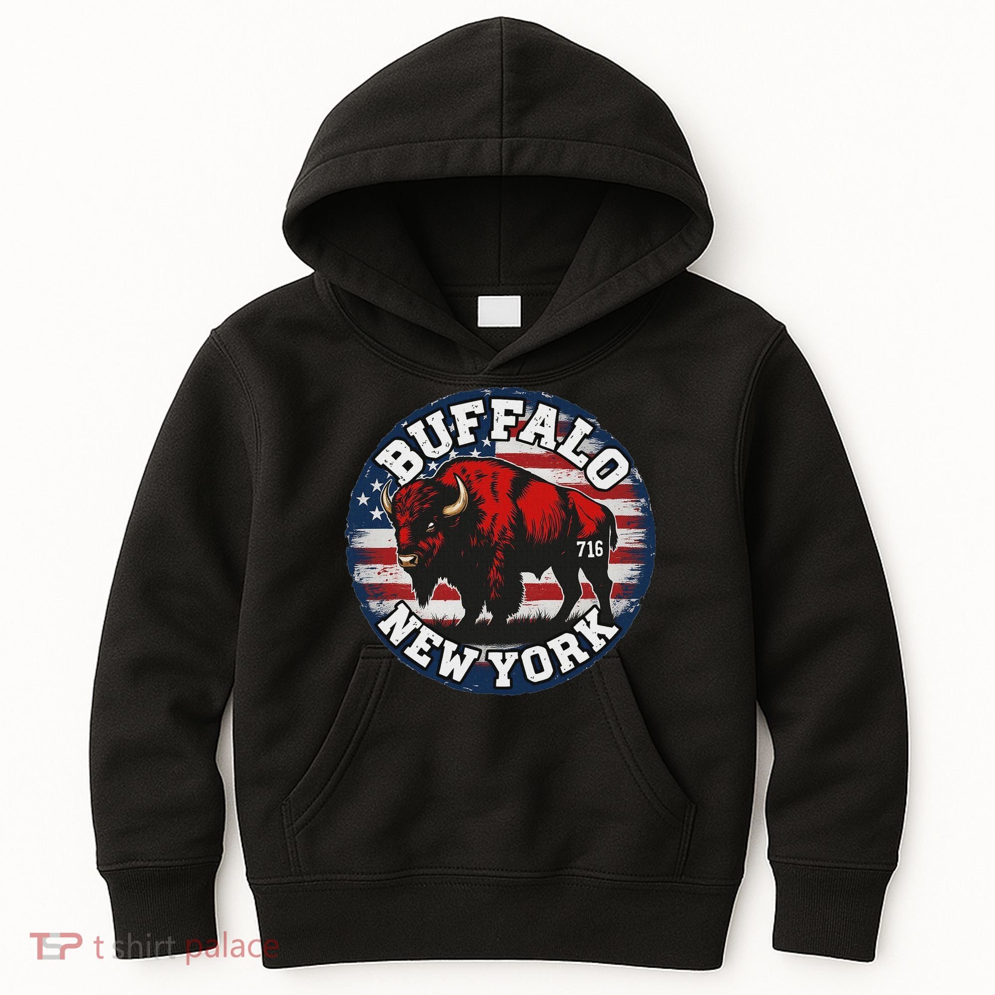 Buffalo New York 716 Area Code Bison Wny Bflo Pride Kids Hoodie