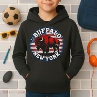 Buffalo New York 716 Area Code Bison Wny Bflo Pride Kids Hoodie thumb 2