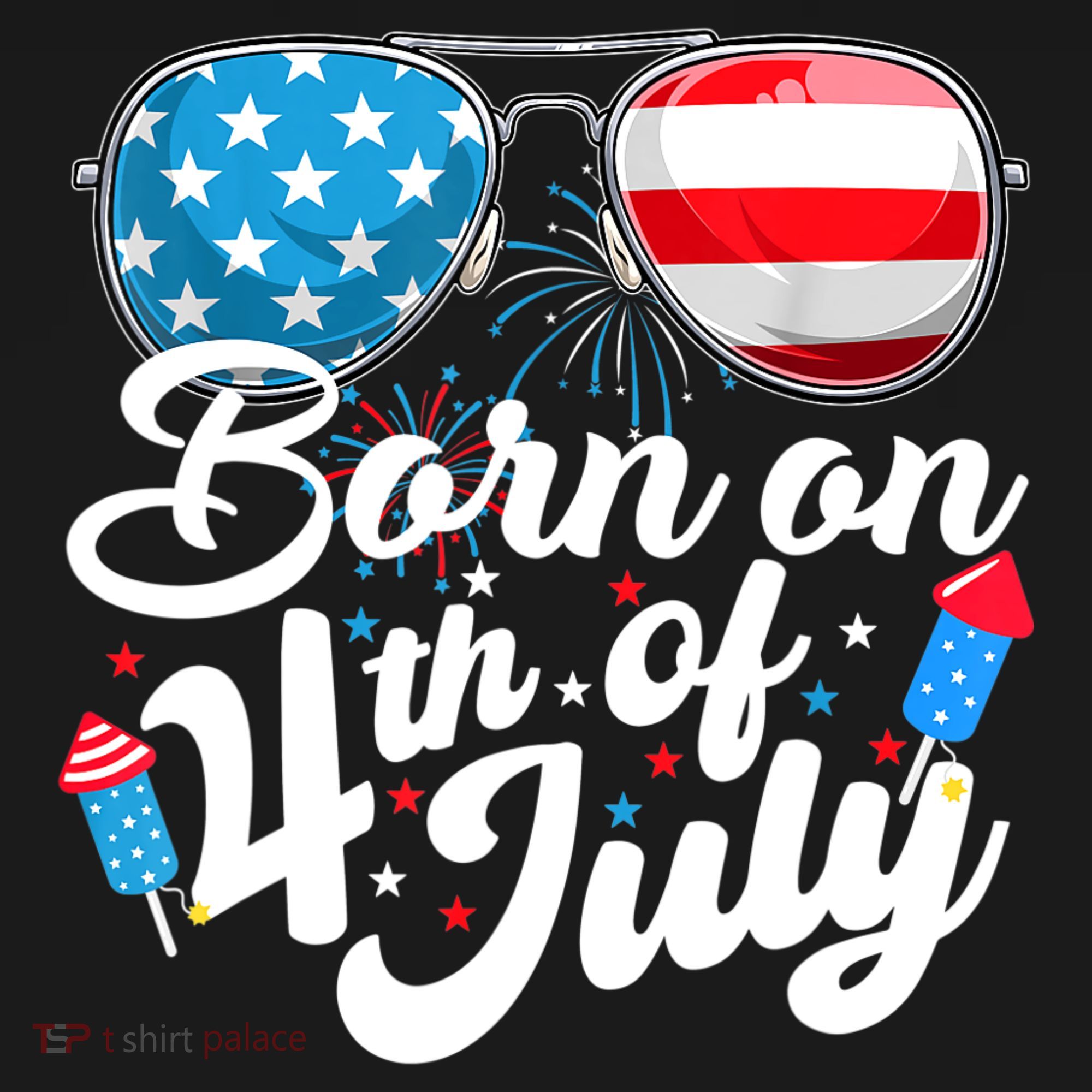 Born On 4th Of July Birthday Sunglasses Fireworks Patriotic Women's Hoodie
