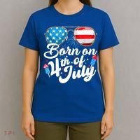 Born On 4th Of July Birthday Sunglasses Fireworks Patriotic T-Shirt thumb 4