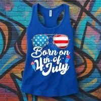 Born On 4th Of July Birthday Sunglasses Fireworks Patriotic Women's Tank Top thumb 3